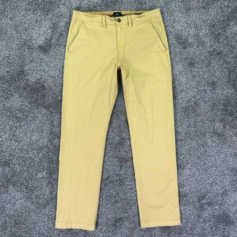 C&A Regular Fit Straight Leg Chino Pants Mens‎ 33x32 Yellow Crafted Quality Golf